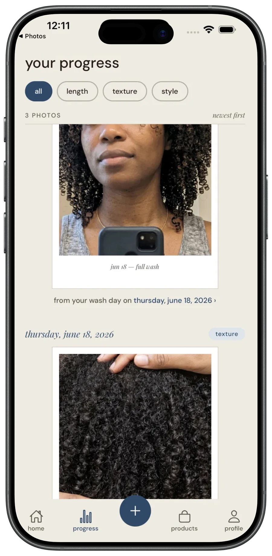 progress photos over time in roots
